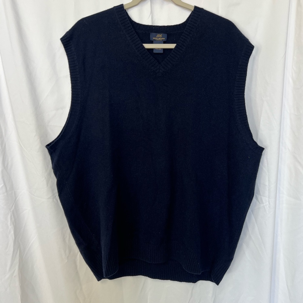 Brooks Brothers 100% Lambswool Sweater Vest Solid Navy Blue Mens Size XXL
